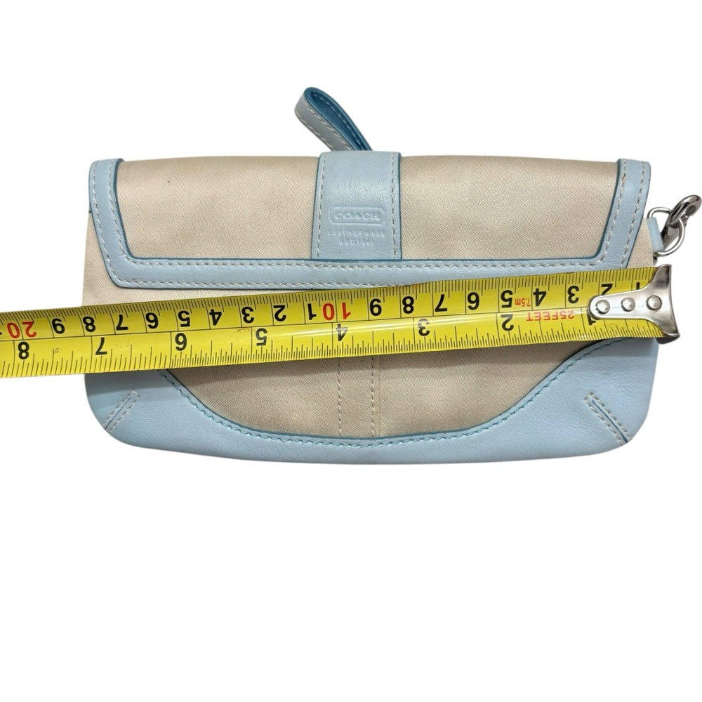 Coach vintage y2k canvas and blue leather wristlet clutch bag soho buckle - Picture 3 of 8